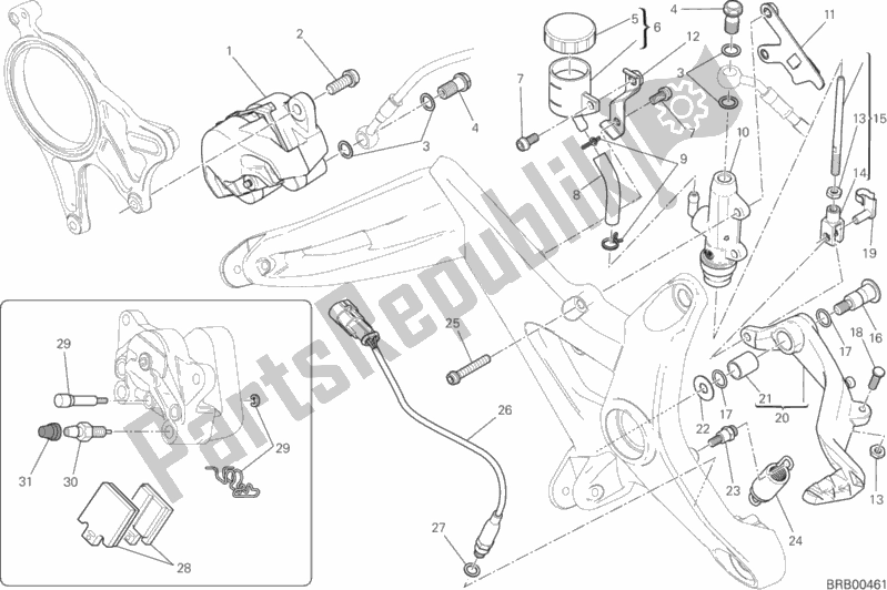 Toutes les pièces pour le Système De Freinage Arrière du Ducati Monster 1200 S USA 2016